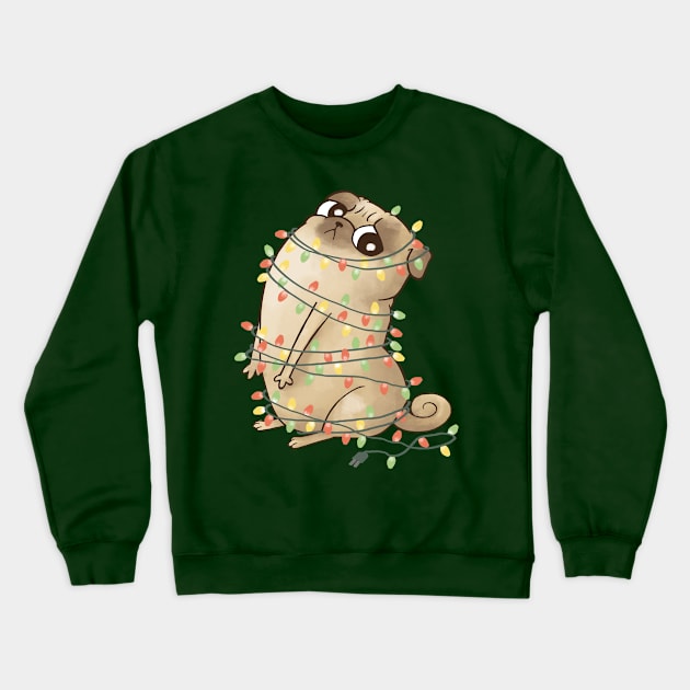 Merry & Bright Pug Crewneck Sweatshirt by BunnyBomb